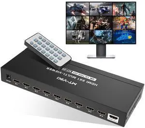 MT-VIKI 4K HDMI Multi-Viewer 9x1 w/IR Remote, 4K@30Hz Seamless HDMI Switcher 9 in 1 Out for PS4/PS5/Security Camera