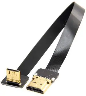 Vszerda 90 Degree Up Angled FPV Mini HDMI Male to HDMI Male FPC Flat Cable 20cm Compatible for FPV HDTV Multicopter Aerial Photography