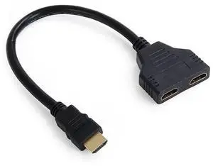 Vszerda HDMI Male to 2 HDMI Female 1 in 2 Out Splitter Cable Adapter Converter Single Male to Dual Female Y Switch Extension HDTV Cord