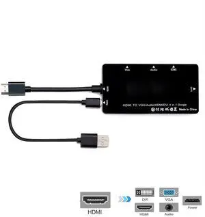Vszerda HDMI to VGA Audio HDMI DVI Adapter Multiport Splitter Converter 4 in1 Dongle Compatible for PS3 HDTV PC Monitor Projector