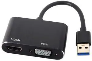 Vszerda USB 3.0 & 2.0 to HDMI & VGA HDTV Adapter Cable External Graphics Card Compatible for Windows Mac Laptop