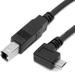 BUCIER 30cm Right Angled 90 Degree Micro USB OTG to Standard B Type Printer Scanner Hard Disk Cable