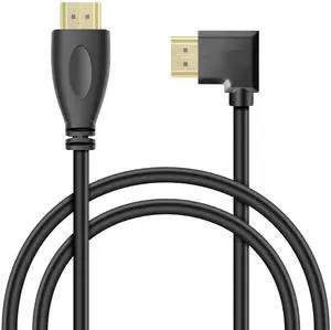 Vszerda 90 Degree HDMI Extension Cable 3Ft Gold Plated 270 Degree Angle 4K HDMI 1.4 Cable Supports Ethernet, 3D, 4K and Audio Return (Left Angle)