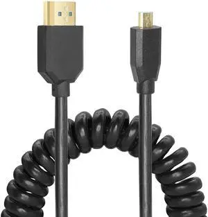 Vszerda Micro HDMI to HDMI Cable Coiled 8K HDMI 2.1 Telescopic Cable High Speed Cable Support 120Hz 48Gbps Dynamic HDR for Digital Cameras (Straight)