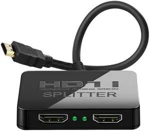 4K HDMI Splitter 1 in 2 Out Mirror Display Not Expand, Dual HDMI Splitter Hub to Dual Monitors Multi-Scree Displays Audio Synchronization, Compatible for MacBook Laptop Desktop PC Graphics Card TV