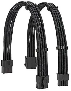 Vszerda Sleeve Extension Power Supply Cable Kit 18AWG EPS 8-P+PCI-8-P with Cable Combs for PSU to Motherboard/GPU (Black PCI 8+EPS 8)