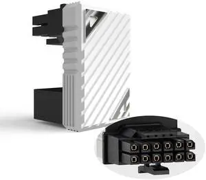 Vszerda 16 Pin GPU PCI-e 5.0 180 Degree Angled Connector, 12VHPWR Male to Female u Turn Adapter for Desktop Graphics Card (Connector Z, White)