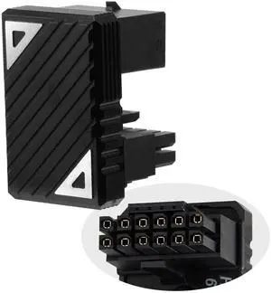 Vszerda 16 Pin GPU PCI-e 5.0 180 Degree Angled Connector, 12VHPWR Male to Female u Turn Adapter for Desktop Graphics Card (Connector F Black)