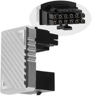 Vszerda 12VHPWR 12+4 Pin Angled Connector, PCI-e 5.0 16 Pin GPU 180 Degree Angled Adapter, U Turn Power Adapter for RTX40' Series Graphics Card (Connector Z Silver)
