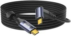 Vszerda USB C to USB C 90 Degree Cable 10Gbps USB Type-C 3.1 Gen2 Male to Male Data Transfer 4K@60Hz Video Cable Support 100W Fast Charging (2M/6.6FT)
