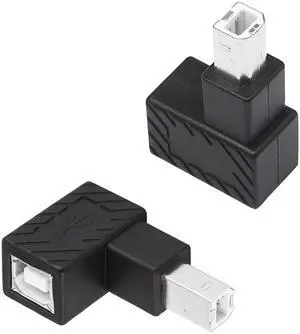 Vszerda USB 2.0 Type-B Printer Adapter, 2 Pack 90 Degrees USB 2.0 B Male to Type-B Female Adapter for Printer, Scanner, Mobile HDD and More