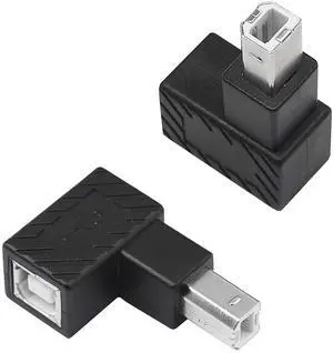 Vszerda USB 2.0 Type-B Printer Adapter, 2 Pack 90 Degrees USB 2.0 B Male to Type-B Female Printer Adapter for Printer, Scanner, Mobile HDD and MoreUp Angle