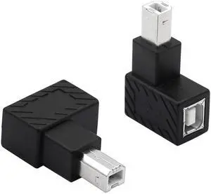 Vszerda USB 2.0 Type-B Printer Adapter, 2 Pack 90 Degrees USB 2.0 B Male to Type-B Female Printer Adapter for Printer, Scanner, Mobile HDD and MoreLeft Angle