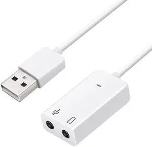 Vszerda USB Sound Card Adapter 7.1 Channel External Audio Adapter Stereo Sound Card Converter 3.5mm AUX Microphone Jackfor Windows, MAC, Linux, PC,Laptop, Desktops