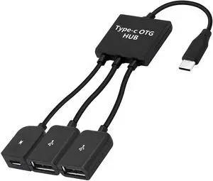 Vszerda USB C to Dual USB Adapter USB Type-C Male to 2 USB Female OTG Splitter with Micro for Android Tablet Pc and Smart Phone and More