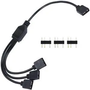 Vszerda ARGB Splitter Cable 5V 3Pin Addressable RGB 1 to 3 Splitter Cable with Male Pins for Computer Chassis, CPU Cooler and 5V ARGB Fan