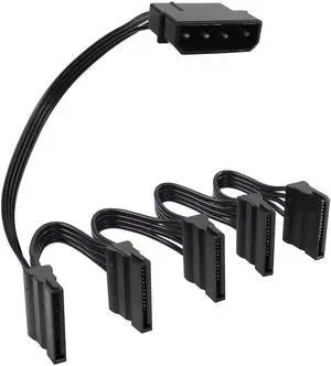 Vszerda IDE to SATA Power Cable LP4 4 Pin 1 to 5×15 Pin SATA Splitter Supply Adapter Converter Cable for PC Server Hard Drive (1 to 5)