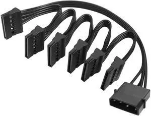 Vszerda IDE to SATA Power Cable LP4 4 Pin 1 to 6×15 Pin SATA Splitter Supply Adapter Converter Cable for PC Server Hard Drive