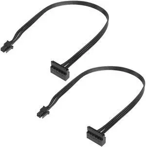 Vszerda Motherboard ATX Mini 4 Pin to Right-Angle 15 Pin SATA Female Power Adapter Cable for Hard Drive HDD Blu-ray and CD Drives (40cm, 2Pack)