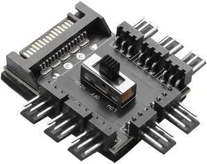 Vszerda 3 Pin Chassis Fan Hub, 12V 1 to 8 Multi Way Computer Cooling Fan Splitter Controller Hub for PC Desktop Computer Motherboard(SATA)