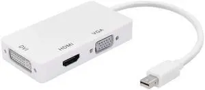 Vszerda 3-in-1 Mini DP to HDMI, DVI, VGA Adapter 4K Mini Displayport 1.2 Converter,Thunderbolt and Thunderbolt 2 Port Compatible for PC, Projector, Monitor, HDTV