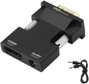 Vszerda HDMI to VGA Adapter with Audio 1080P HDMI Female to VGA Male Converter Adapter 3.5mm Audio Cable for TV Stick, Roku, Laptop, PC, Projector, TV, Monitor, Digital Camera, Etc