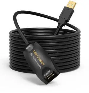 CableCreation Active USB 2.0 Extension Cord (16.4 FT), USB A Male to A Female Repeater Cable Compatible with Oculus Rift, Printer, Scanner, Keyboard, Game Console, Security Camera, Black, 5M