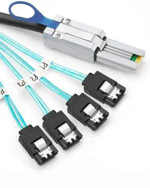 Vszerda Mini SAS 26Pin (SFF-8088) Male to 4 SATA 7Pin Female Cable, Mini SAS Host/Controller to 4 SATA Target/Backplane, 2M / 6.6FT Vszerda Mini SAS 26Pin (SFF-8088) Male to 4 SATA 7Pin Female Cable, Mini SAS Host/Controller to 4 SATA Target/Backplane, 2M / 6.6FT