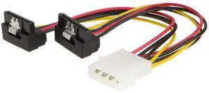 Vszerda Molex to SATA, [2-Pack] 6-Inch Molex 4 Pin to 2 x SATA 15 Pin Down Angle Female Power Cable