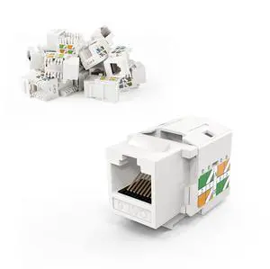 Vszerda Cat6 Keystone Jacks, 10-Pack RJ45 Keystone Jack, Ethernet Keystone Modular Female Connectors, White