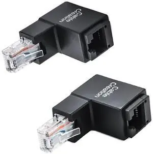 2 Pack 90 Degree Ethernet Adapter, Cat5e/Cat6 RJ45 Ethernet Adapter Male to Female