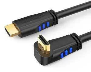 4K HDMI Cable Right Angle 270 Degree Upward - Supports 4K@60HZ Ultra HD for Gaming, Streaming, Movies, Male to Male, 3ft Black