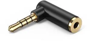 Angle 3.5mm Audio Adapter, 1/8 TRRS Stereo Headphone Connector Male to Female Compatible with Headset, Tablets, MP3 Players,Game Controller,Speakers,Black