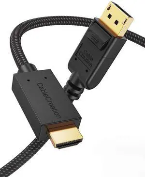 Active DisplayPort to HDMI Cable 4K, 6FT Braided DP to HDMI Cord, Support 4K@30Hz & 3D Audio/Video Converter, Eyefinity Multi-Screen, 1.83M / Black