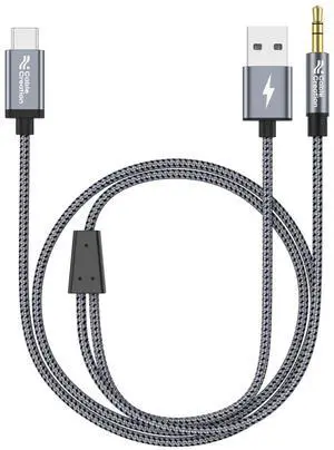 USB C to 3.5mm Audio Cable with USB Charging Cable, Car Aux Cable, Type C to Aux Jack Headphone Car Stereo with 18W Charge for iPhone 16 15 Pro Max Plus, Galaxy S24/S23+, Pixel 9/8/7+