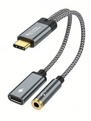 USB C to 3.5mm Headphone and Charger Adapter with PD 100W 60W Fast Charging, USB C to Audio Jack Type C to Aux Cord for iPhone 16 15, Galaxy S24/S23/S22 Ultra+, iPad Pro/Air, Pixel 9/8+