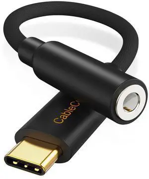 USB C to 3.5mm Headphone Adapter, Type-C to 3.5mm Audio Adapter Compatible with Galaxy S22 S20 S21 Ultra Z Flip S20+, iPad Pro 2020, Pixel 4 3 2 XL etc. 0.33 ft Black