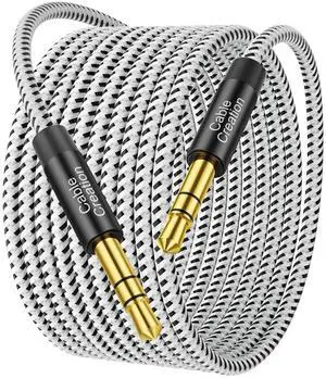 Long 3.5mm Aux Cord (15FT/4.5M), 3.5mm Audio Cable Male to Male, Braided Hi-Fi Sound 1/8 Auxiliary Headphone Extension Cord for Home/Car Stereos, Headphones, Speaker, Laptops
