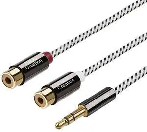 3.5mm Male to 2RCA Female Jack Stereo Audio Cable, 3.5mm to RCA Extension Cable Compatible with iPhone, iPad, MP3, Tablets, HiFi Stereo System, Speaker,3FT/0.92M