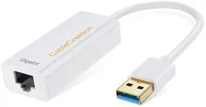 USB 3.0 to Ethernet Adapter, USB to RJ45 Network Adapter Support 10/100/1000 Mbps Gigabit Compatible with Nintendo Switch, MacBook, Windows, macOS, Linux, Chrome OS, White