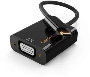 USB C Male to VGA Female Adapter 1080P@60Hz, Type C to VGA Converter Thunderbolt 3/4 for iPhone 15 Plus/15 Pro Max, MacBook Pro, iPad Pro, Surface Book 2 and More - Black