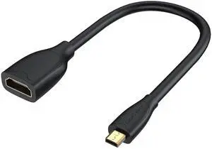 Micro HDMI Cable, Micro HDMI to HDMI Cable Male to Female with Ethernet Support 4K 60Hz 3D Compatible with Raspberry Pi 4, GoPro Hero, and Other Action Camera/Cam, 0.5ft