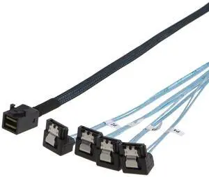 Internal HD Mini SAS (SFF-8643 Host) - 4X SATA (Target) Angle Cable, SFF-8643 for Controller, 4 Sata Connect to Hard Drive, 0.5M / 1.6FT