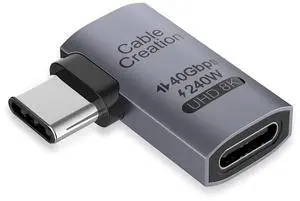 Right Angle USB C Adapter, USB C Male to Female 90 Degree Adapter 40Gbps 240W Compatible with Thunderbolt 4, USB 4, Notebook, PC, Tablet, Phone and More, Right Angle
