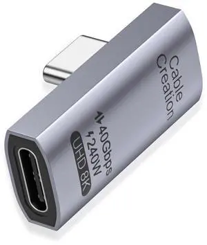 90 Degree USB C Adapter, Right Angle USB C Male to Female Adapter 40Gbps 240W Compatible with Steam Deck, ROG Ally, Switch, Notebook, PC, Tablet, Phone and More, Middle Angle