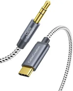 USB C to 3.5mm Audio Aux Cable 6FT/1.8m, Type C to 3.5mm Headphone Car Stereo Cord Compatible with iPhone 16 Pro Max 15 Pro Max, Samsung Galaxy S24 S23 S22 S21 Note 20, iPad Pro, Gray