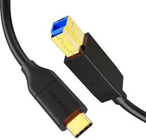 USB C to USB B 3.1 Cable 6FT, 5Gbps USB Type B to USB C Cable for Thunderbolt 3 Host MacBook Pro Air, External Hard Drive, Docking Station, Scanner, Black,1.8M