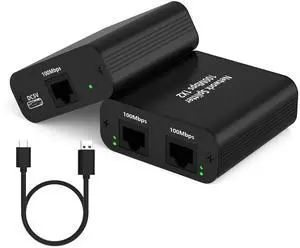 Ethernet Splitter 1 to 2 Out, 100Mbps Internet Splitter Adapter with USB Power Cable, RJ45 Ethernet Splitter for Cat5/5e/6/7 Cable Support 2 Devices Simultaneously Networking