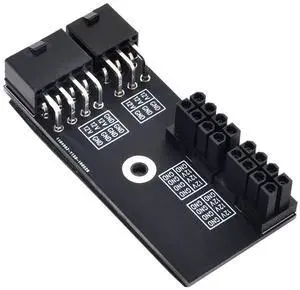 Vszerda Adapter Dual ATX 8Pin Female to 6+8pin Male 180 Degree Angled Power Adapter for NVIDIA 3080 3090 Graphics Card