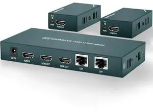 HDMI Extender Splitter 1x2, HD1080P@60Hz & 3D Visual, Extending 165ft (50m) Length Transmission Over CAT5e/CAT6/CAT7 Cable, 2 Channel Transmission with 2 HDMI Loop Out1 HDMI Extender Splitter 1x2, HD1080P@60Hz & 3D Visual, Extending 165ft (50m) Length Transmission Over CAT5e/CAT6/CAT7 Cable, 2 Channel Transmission with 2 HDMI Loop Out1